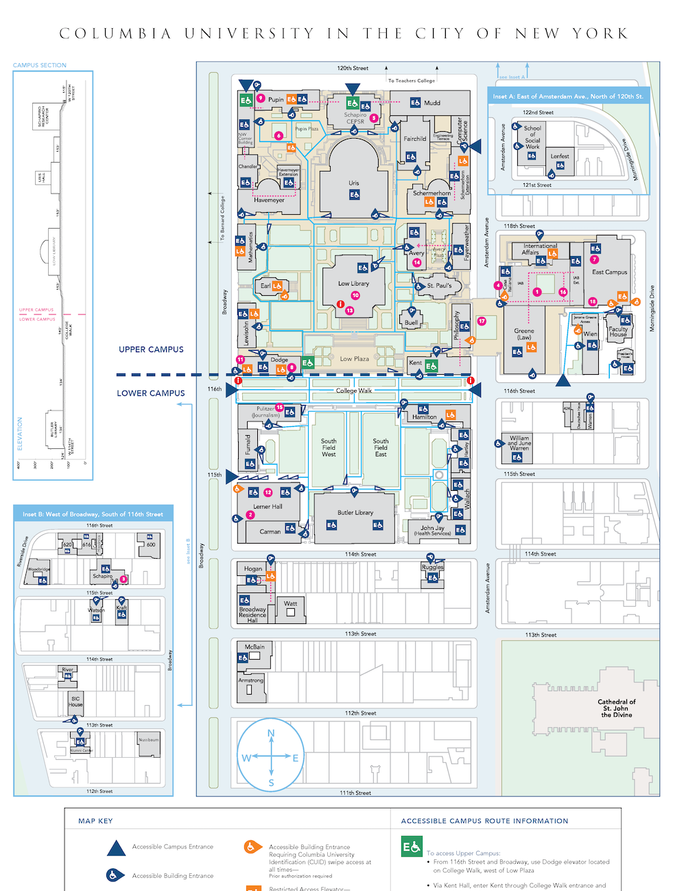 Columbia University Campus Map   Columbia Univ Morningside Accessibility Map 05 2019 